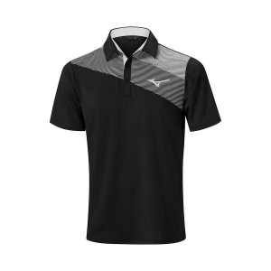 Black Men Mizuno Elite Fade Polo Shirts | 1930-HUDQV