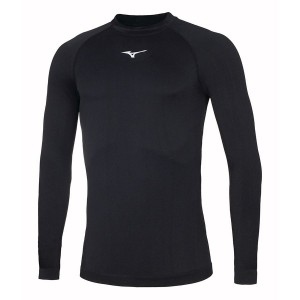 Black Men Mizuno Uni Core Ls Underlayer Tops | 3162-YCFXU