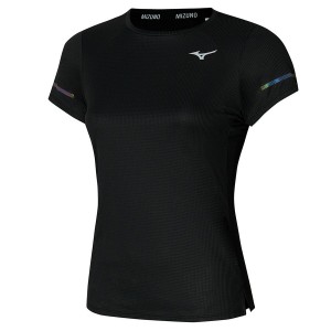 Black Women Mizuno Dryaeroflow T Shirts | 2780-ULMGC