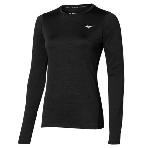 Black Women Mizuno Impulse Core Ls T Shirts | 8120-LGSBN