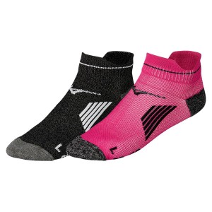 Black / Pink Women Mizuno Active Training Mid 2p Socks | 0895-JXAVW