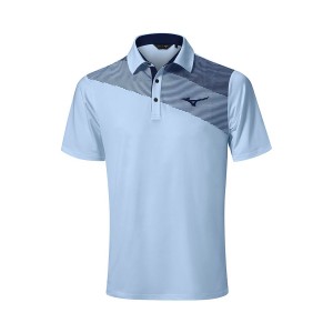 Blue Men Mizuno Elite Fade Polo Shirts | 0658-BKJRA