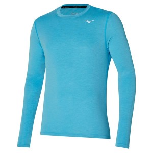 Blue Men Mizuno Impulse Core Ls T Shirts | 1739-NGYXI