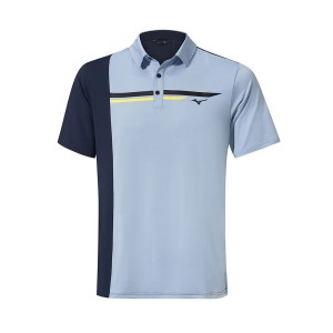 Blue Men Mizuno Qd Elite Panel Polo Shirts | 5021-UANJS