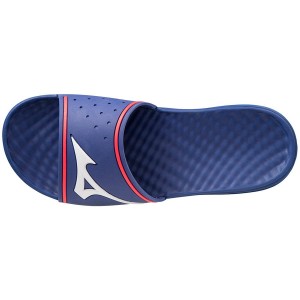 Blue Men Mizuno Relax Slides | 4761-YEAVH