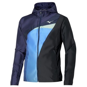 Blue Men Mizuno Release Hooded Jackets | 9187-SOIWL