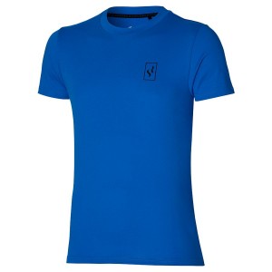 Blue Men Mizuno Tee Sr T Shirts | 6741-STYJV