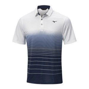 Blue / White Men Mizuno Quick Dry Mirage Polo Shirts | 9314-JIPKQ