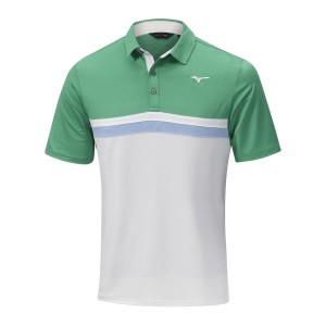 Green Men Mizuno Quick Dry Horizon Polo Shirts | 1670-GLIME