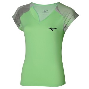 Green Women Mizuno Release Printed T Shirts | 9362-JZUEB