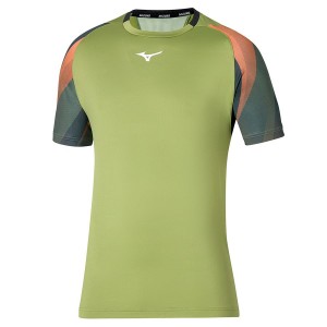 Grey / Green Men Mizuno Release Shadow T Shirts | 6287-TCNJV