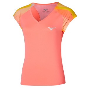 Pink Women Mizuno Release Printed T Shirts | 9732-ZKLFC