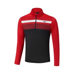 Red Men Mizuno Brz Elite St 1/4 Zip Tops | 7325-VFZUO