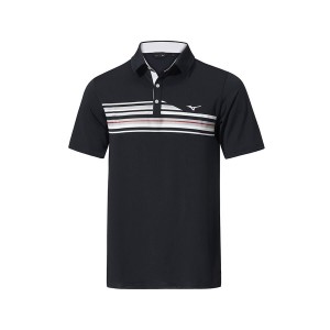 Stripes / Black Men Mizuno Qd Elite Stripe Polo Shirts | 9021-IOYKQ