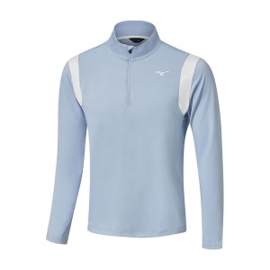 Turquoise / Blue Men Mizuno Breeze Elite 1/4 Zip Tops | 5324-QINLK