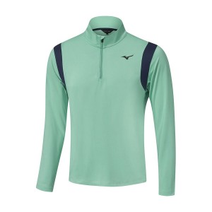 Turquoise / Green Men Mizuno Breeze Elite 1/4 Zip Tops | 0749-EVKZD