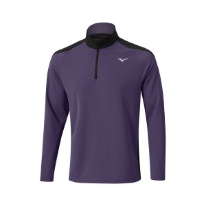 Turquoise / Purple Men Mizuno Winter Breeze 1/4 Zip Tops | 9782-WNYFH