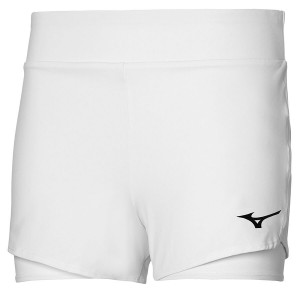 White Women Mizuno Flex Shorts | 0643-YWETF