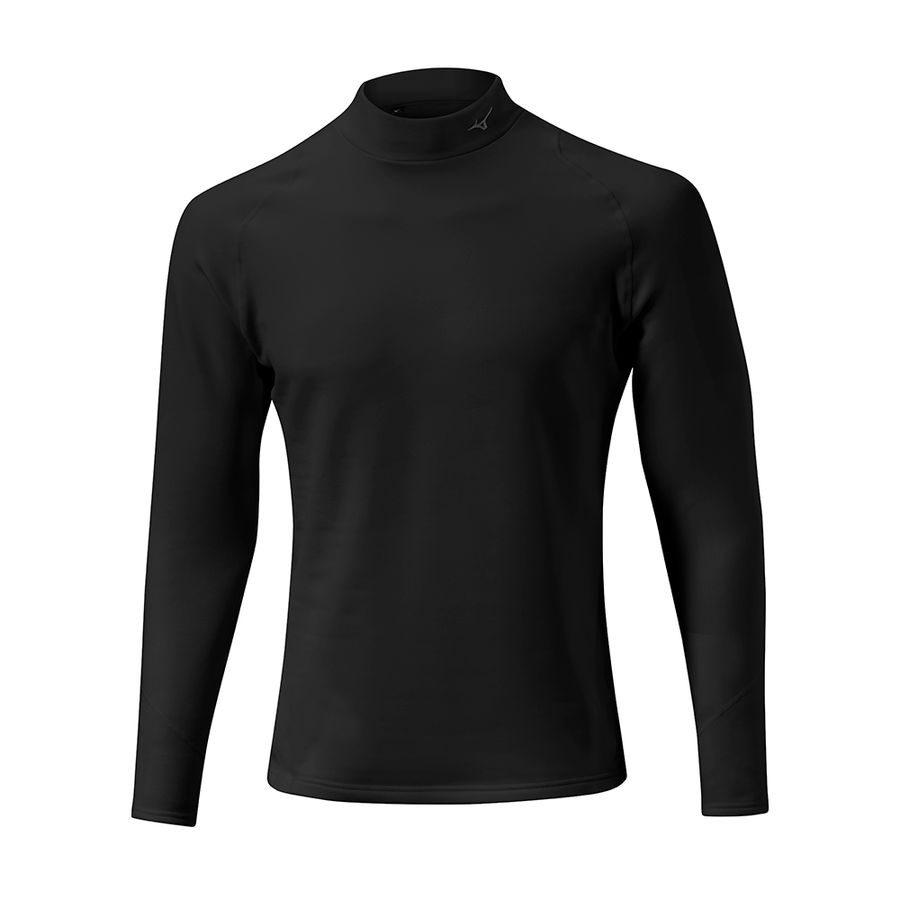 Black Men Mizuno Breath Thermo Biogear Base Layer Tops | 4196-ACQEI