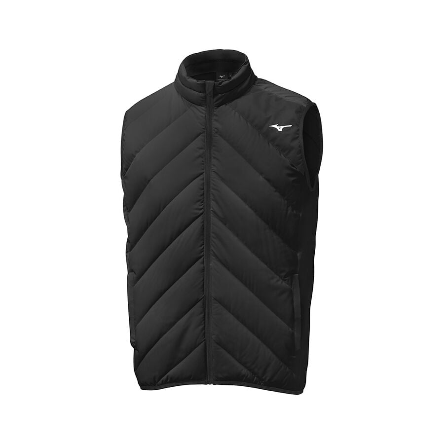 Black Men Mizuno Breath Thermo Move Down Vest | 5203-EHMJZ