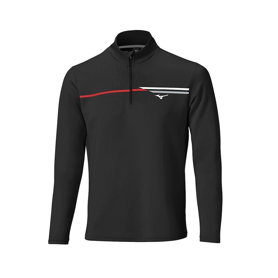 Black Men Mizuno Brze Tstripe 1/4 Zip Tops | 1857-RIBCV