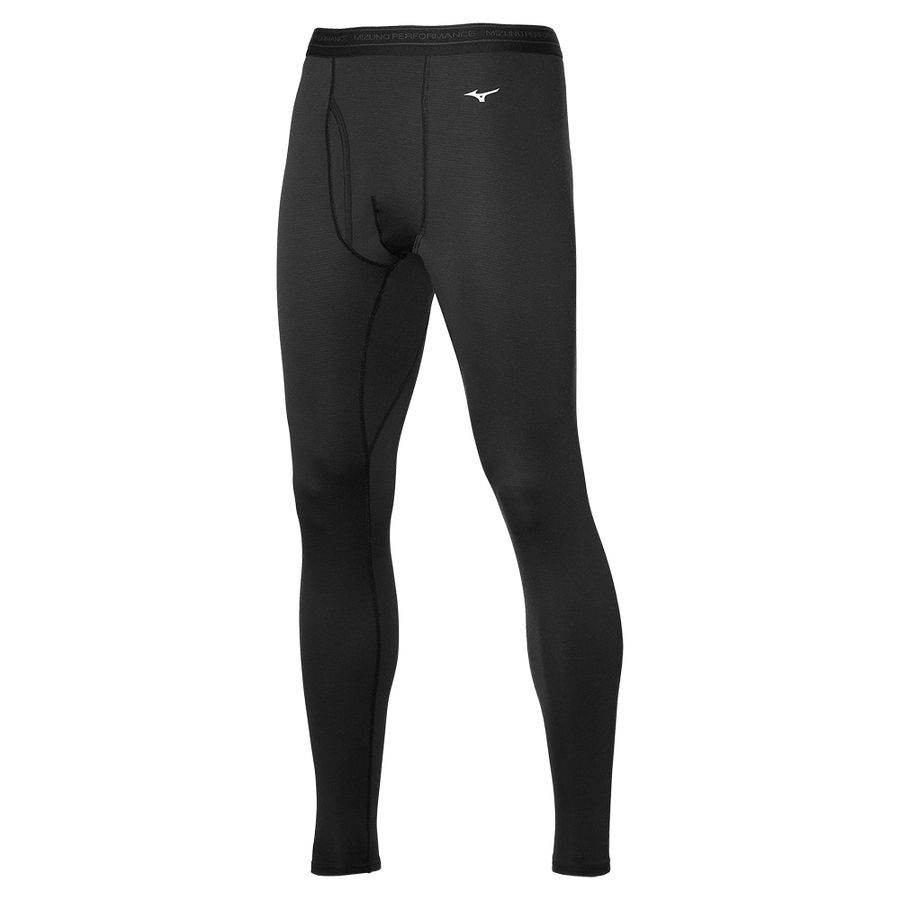 Black Men Mizuno Midweight Long Tight Joggers | 7364-NOHUW