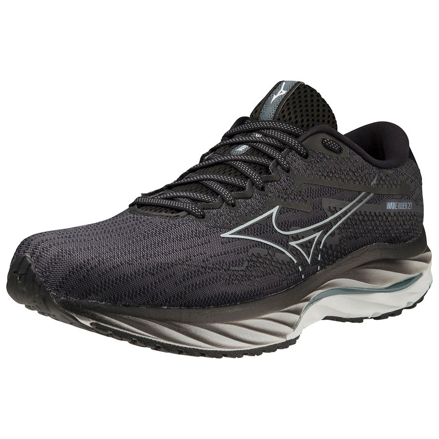 Black Men Mizuno Wave Rider 27 Running Shoes | 7518-PXSVZ