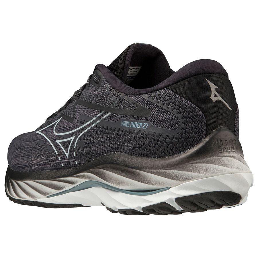 Black Men Mizuno Wave Rider 27 Running Shoes | 7518-PXSVZ