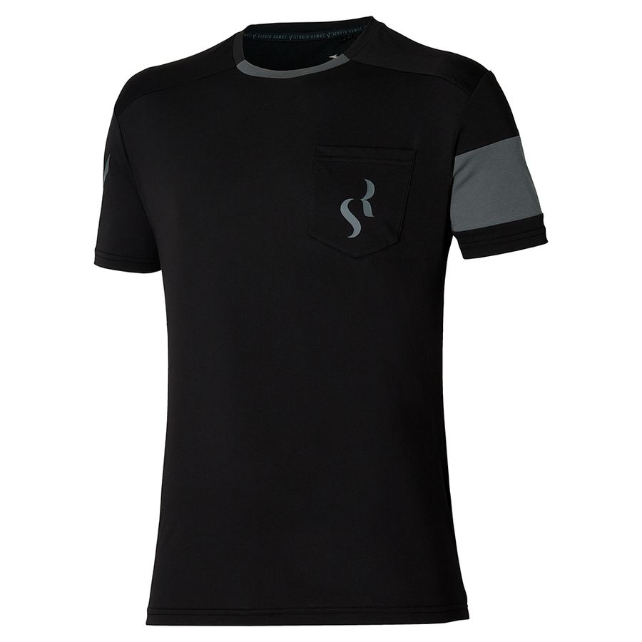 Black Women Mizuno Sergio Ramos Casual T Shirts | 9418-WKCAG