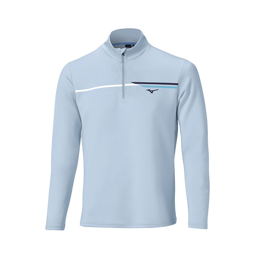 Blue Men Mizuno Brze Tstripe 1/4 Zip Tops | 7920-TCPRX