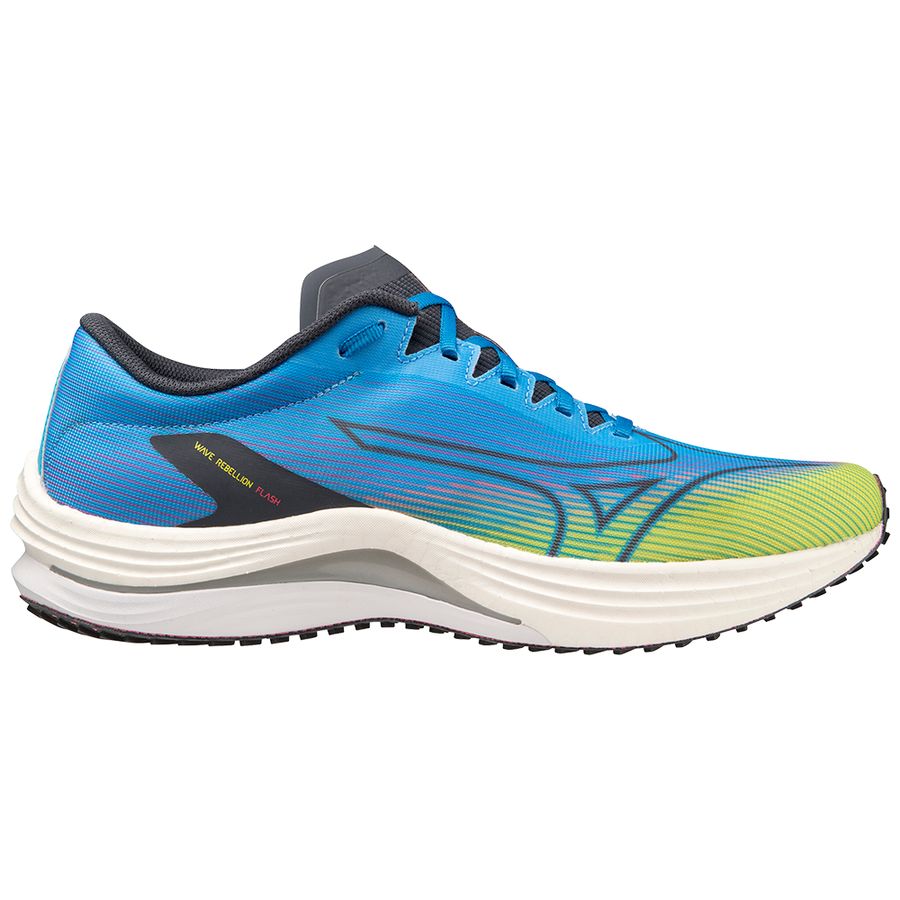 Blue Men Mizuno Wave Rebellion Flash Running Shoes | 3047-SQGLA