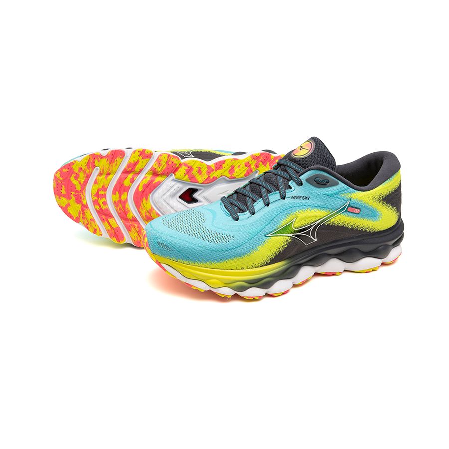 Blue Men Mizuno Wave Sky 7 Running Shoes | 7031-WSUJE