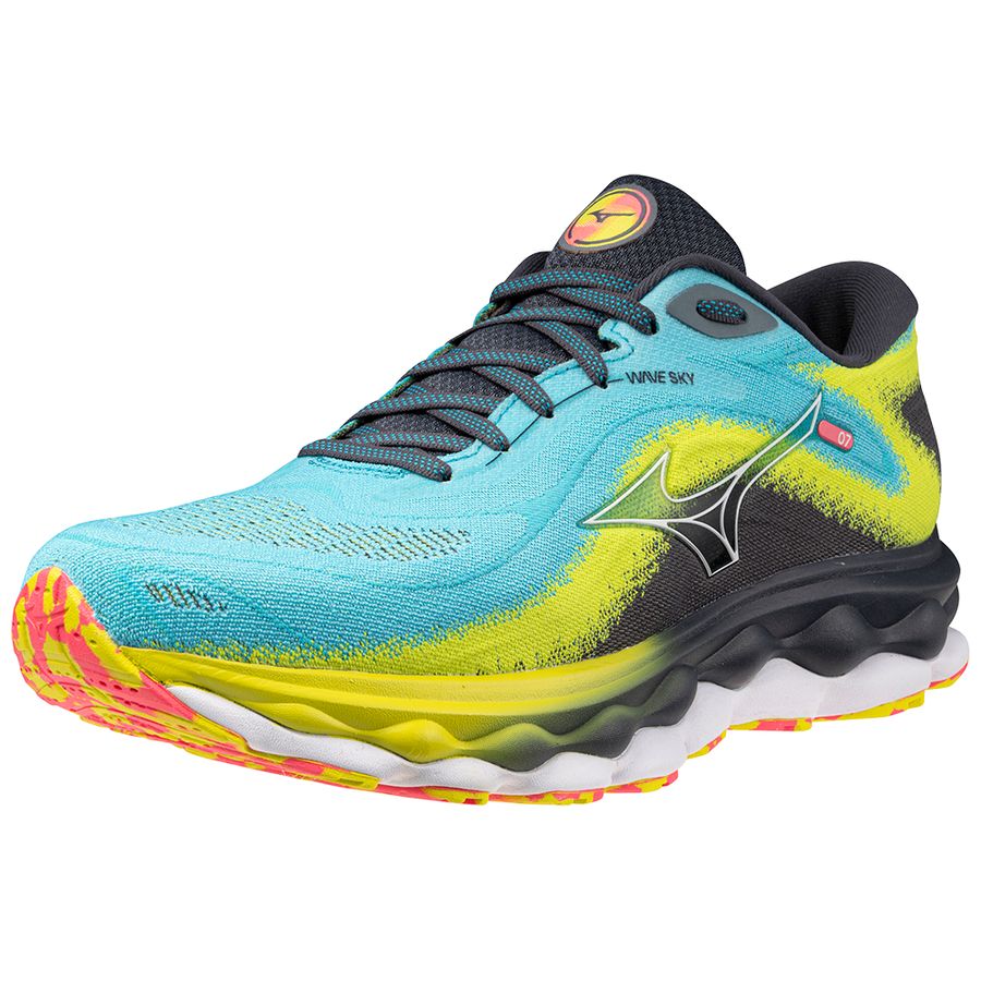 Blue Men Mizuno Wave Sky 7 Running Shoes | 7031-WSUJE