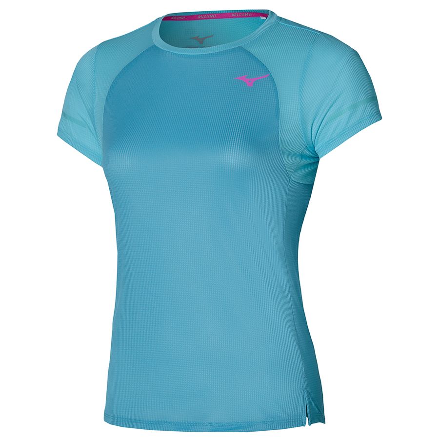 Blue Women Mizuno Dryaeroflow T Shirts | 5672-OPCTJ