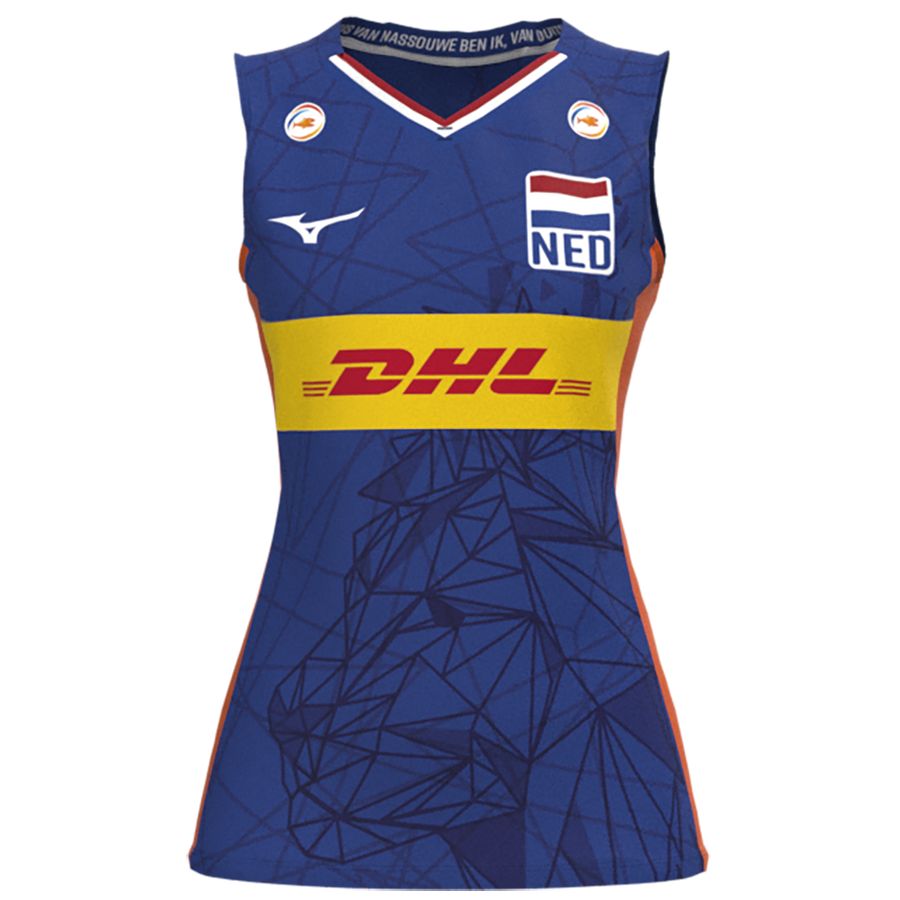 Blue Women Mizuno Nevobo Volleyball Match Tanks | 1758-TCBSY