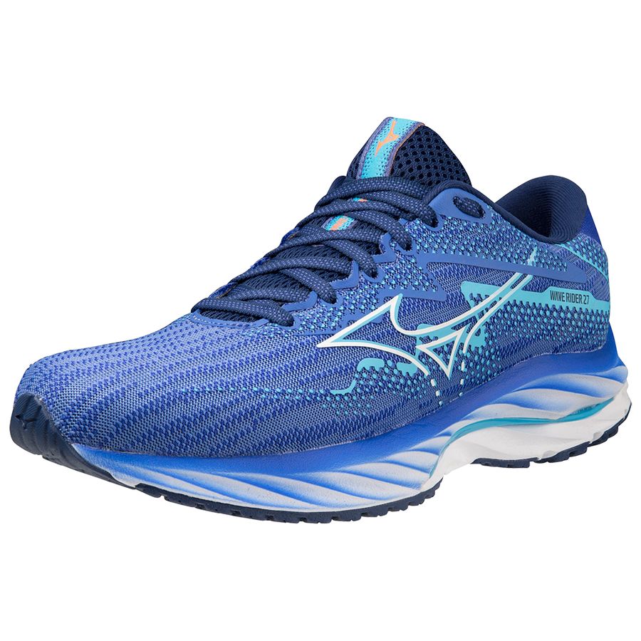 Blue Women Mizuno Wave Rider 27 Running Shoes | 5082-CMILD