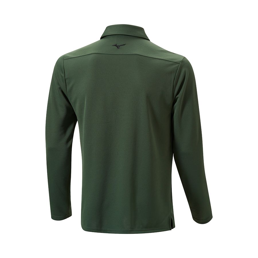 Green Men Mizuno Breath Thermo Winter L/S Polo Shirts | 0329-PNBXG