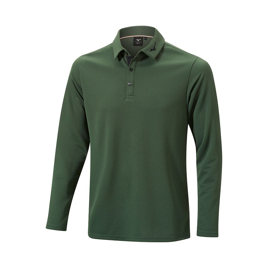 Green Men Mizuno Breath Thermo Winter L/S Polo Shirts | 0329-PNBXG