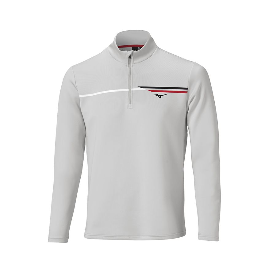 Grey Men Mizuno Brze Tstripe 1/4 Zip Tops | 7532-SIXYO