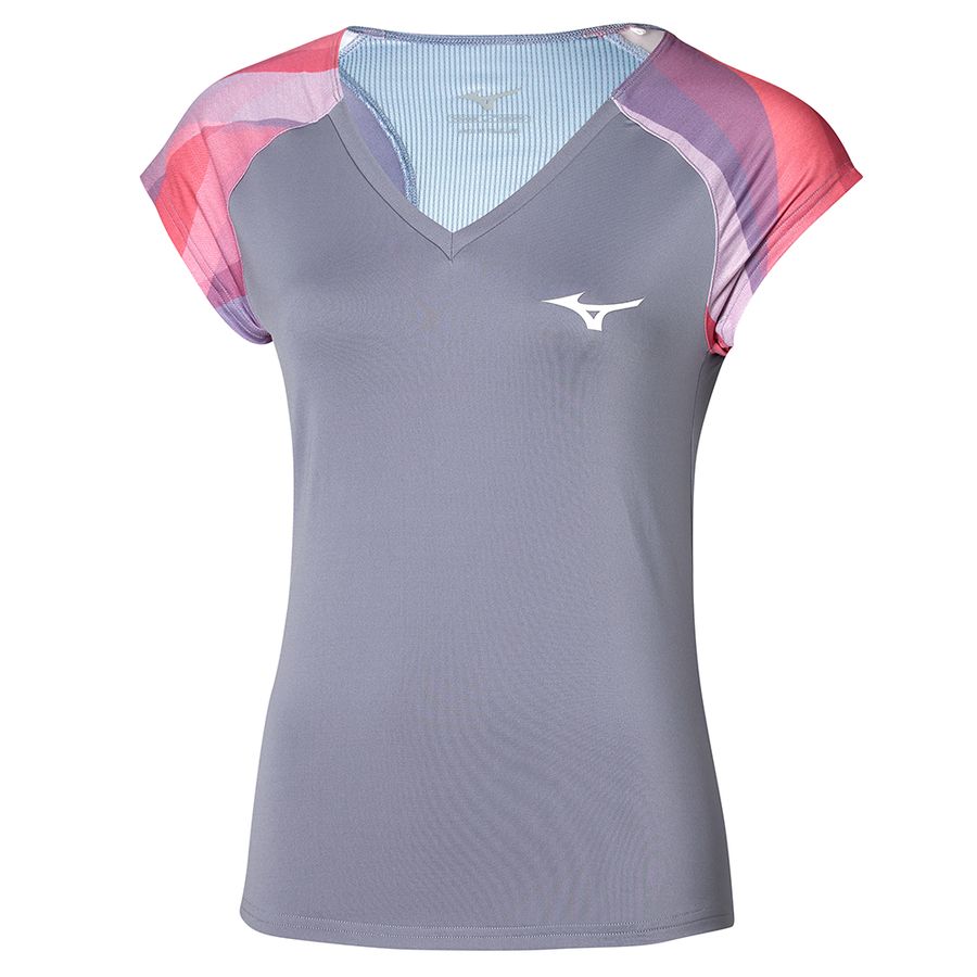 Grey Women Mizuno Release Printed T Shirts | 4518-LOIHV