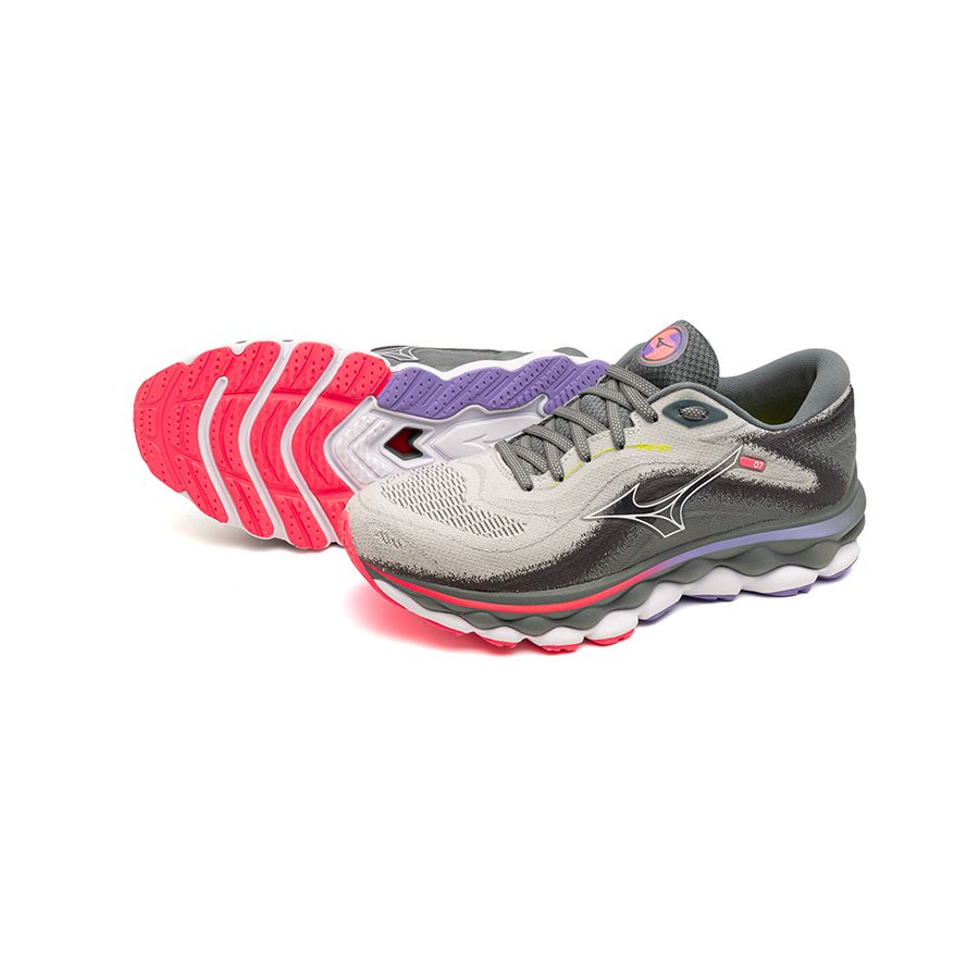 Grey Women Mizuno Wave Sky 7 Running Shoes | 5763-IASRE