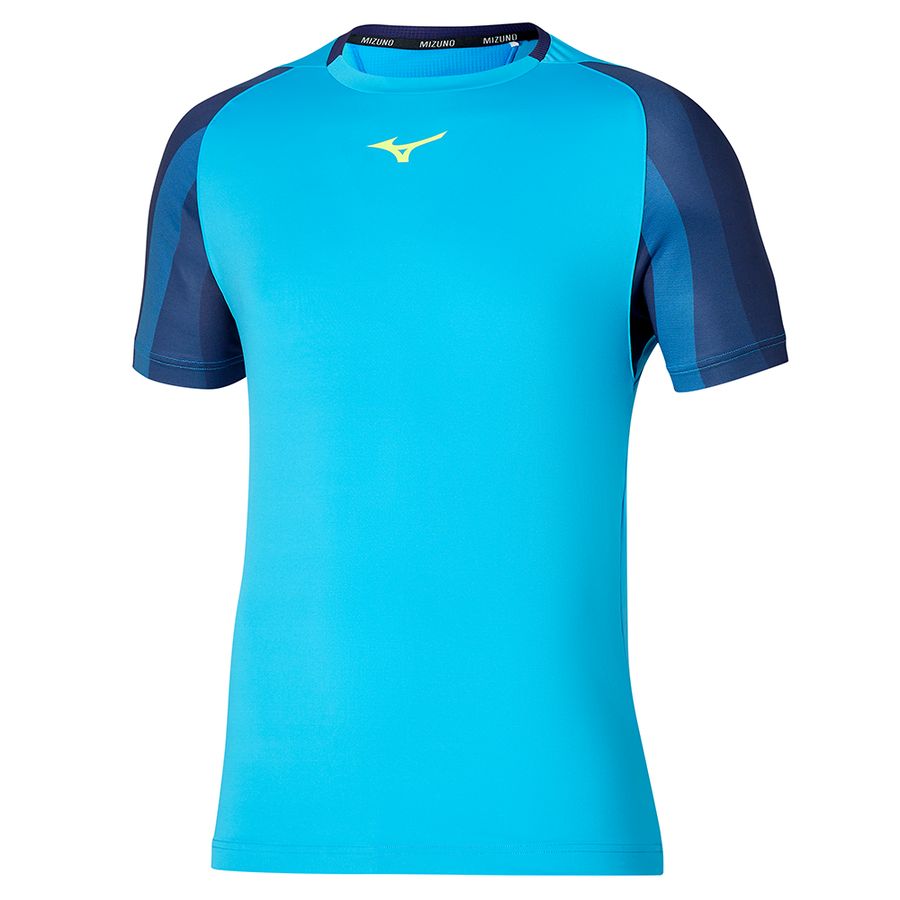 Grey / Blue Men Mizuno Release Shadow T Shirts | 5791-AORUX