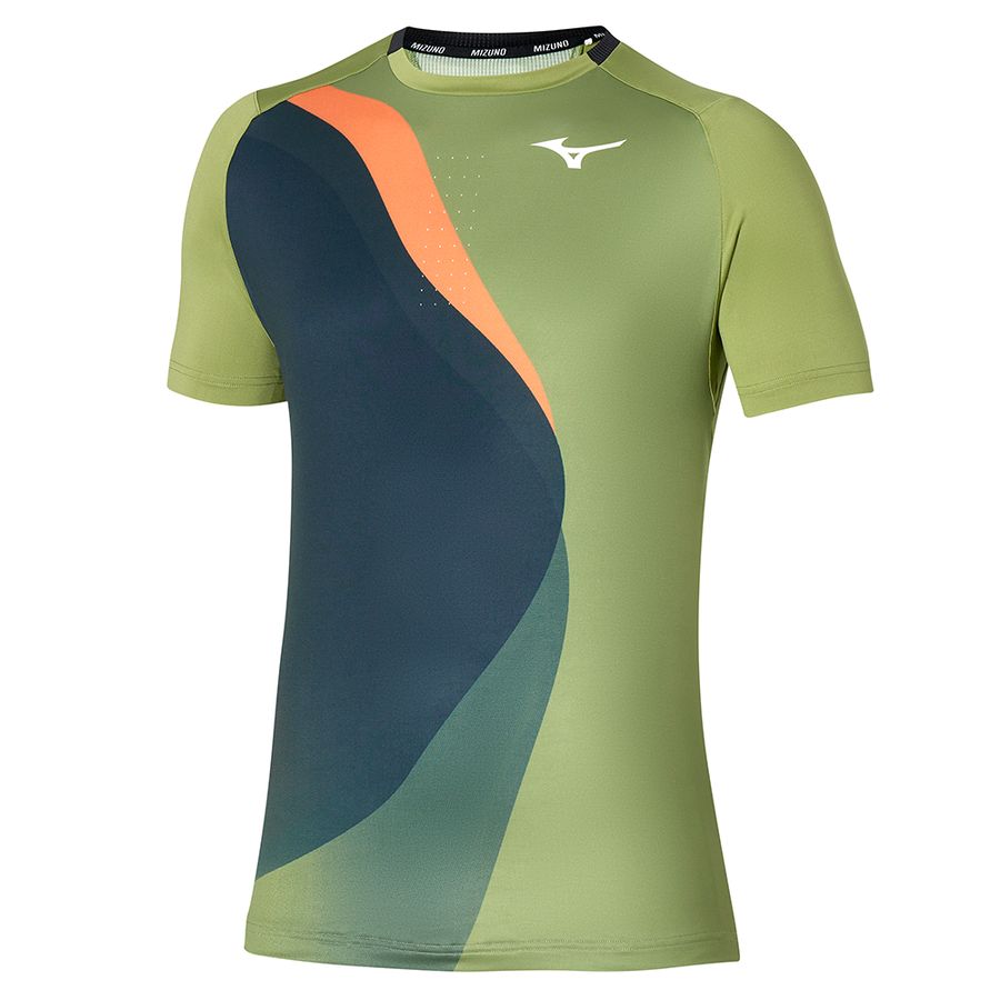 Grey / Green Men Mizuno Release Shadow T Shirts | 1236-APFMU