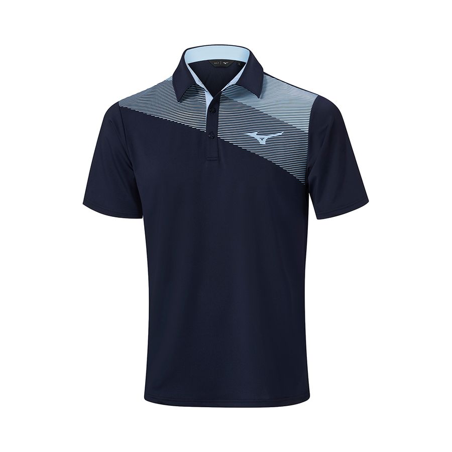 Navy Men Mizuno Elite Fade Polo Shirts | 0543-IPVJD