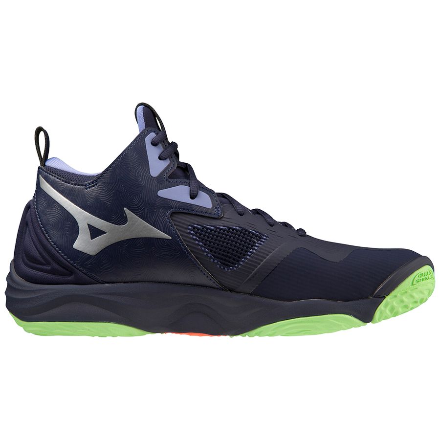 Navy Men Mizuno Wave Momentum 3 Mid Volleyball Shoes | 4137-ADKLJ