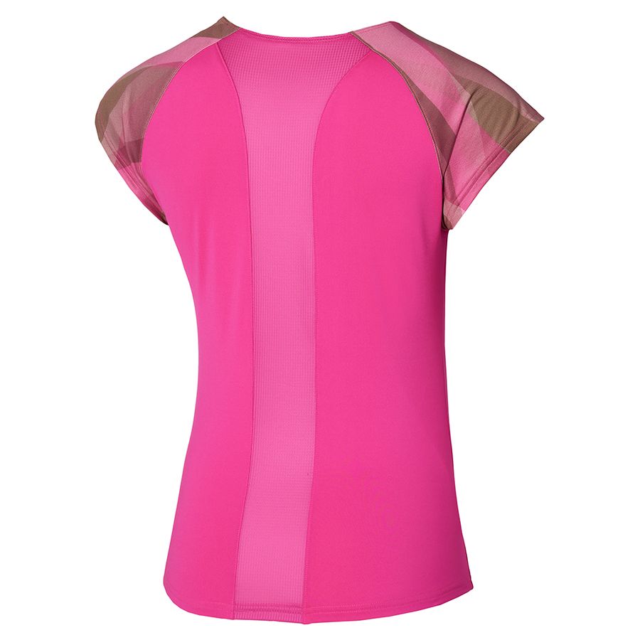 Pink Women Mizuno Release Printed T Shirts | 4923-PYMIB