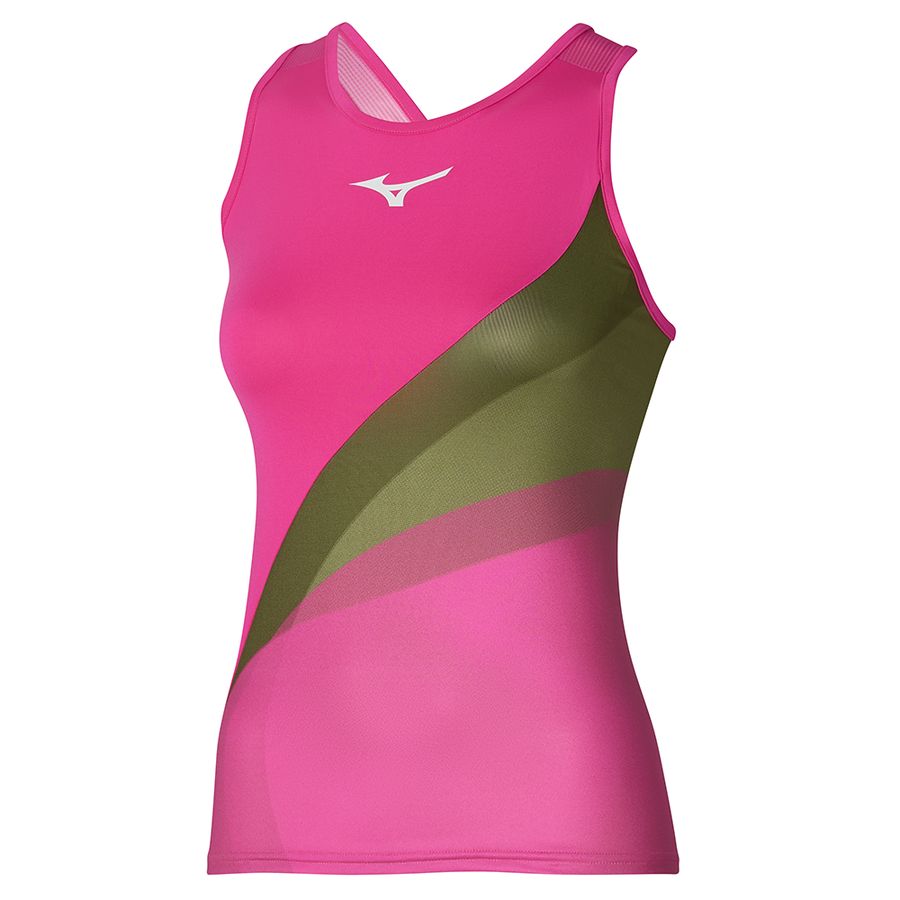 Pink Women Mizuno Release Printed Tanks | 4168-OKTLZ