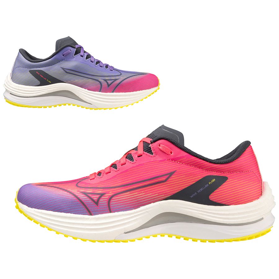 Pink Women Mizuno Wave Rebellion Flash Running Shoes | 4812-EBKUQ