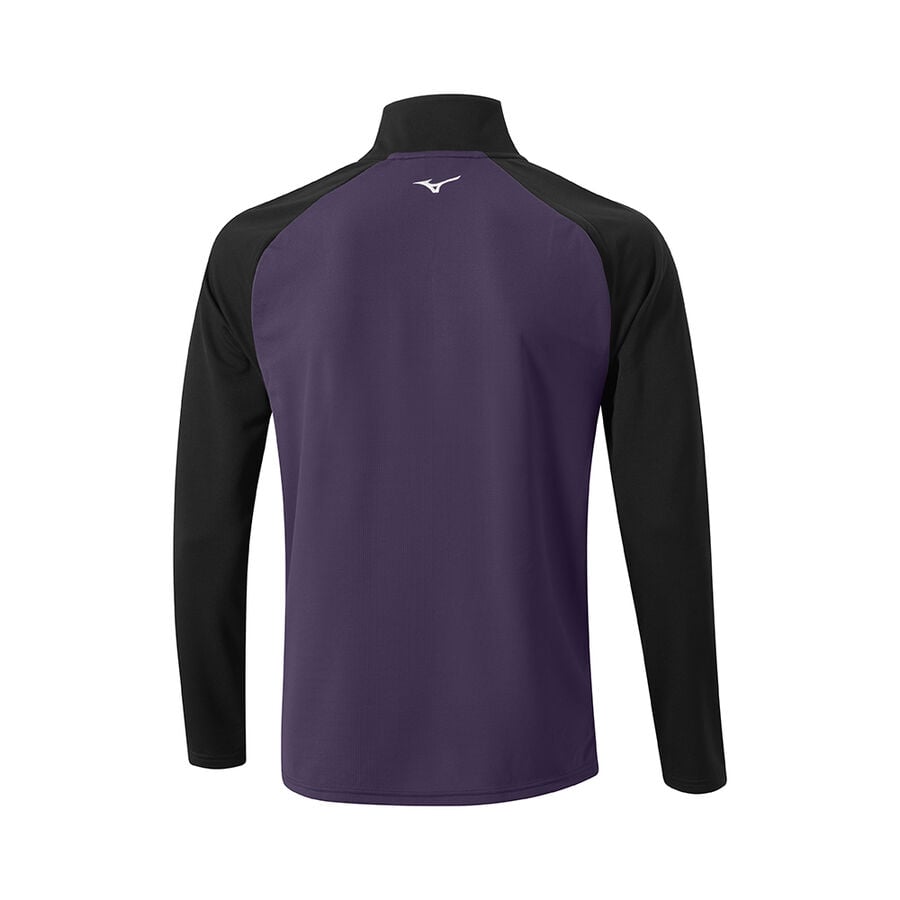 Turquoise / Purple Men Mizuno Winter Breeze Bloc 1/4 Zip Tops | 0716-XVQTA