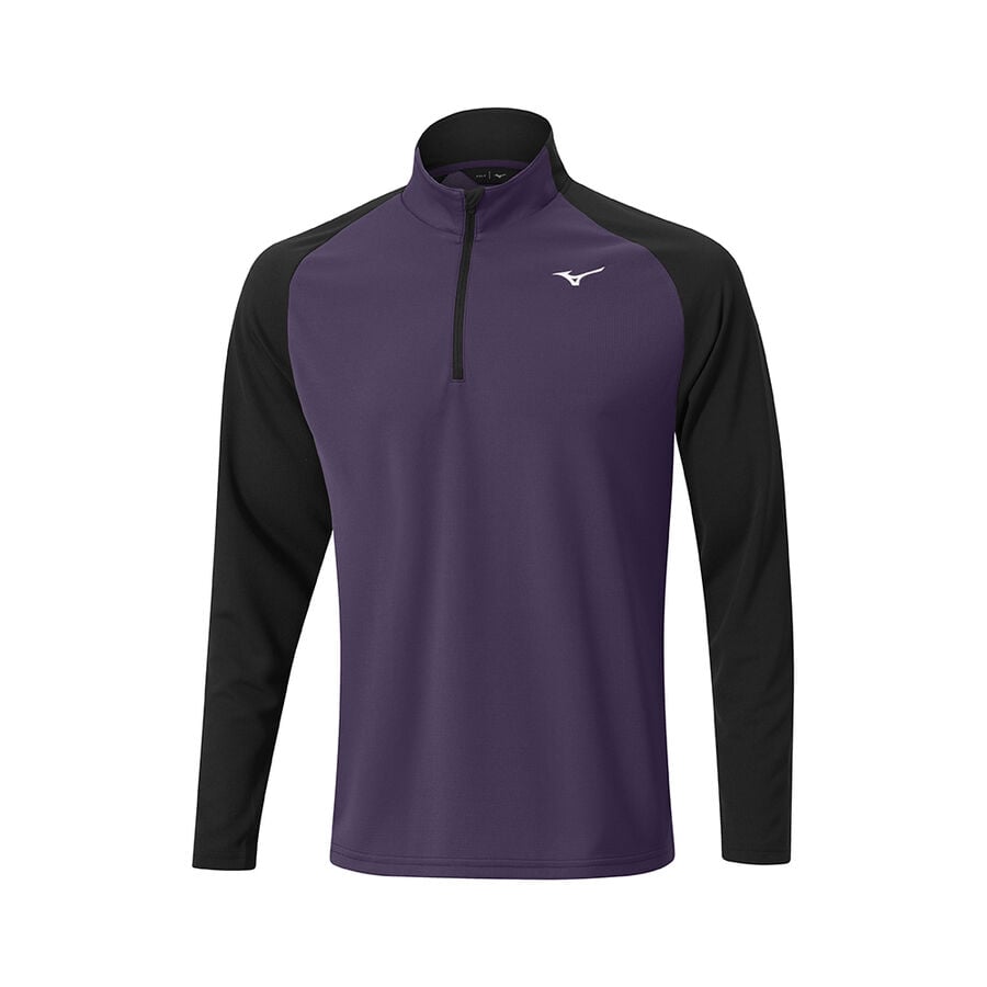 Turquoise / Purple Men Mizuno Winter Breeze Bloc 1/4 Zip Tops | 0716-XVQTA